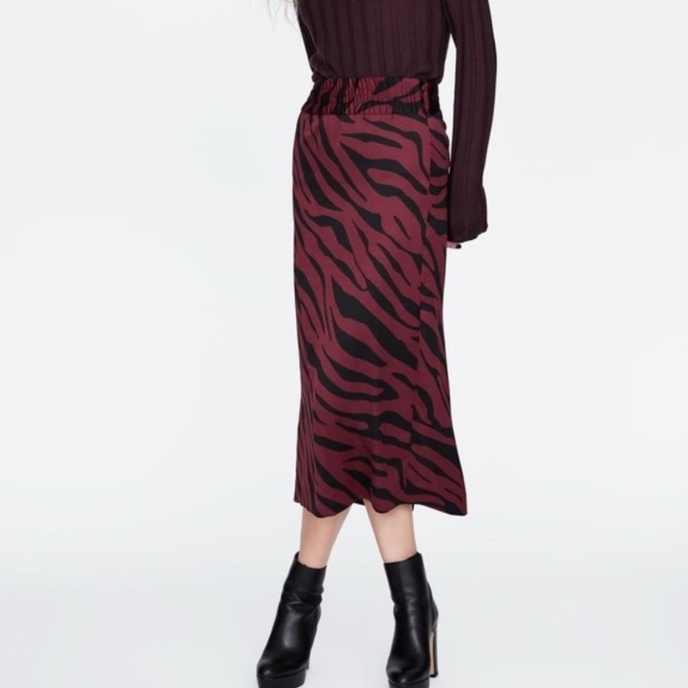 Zara zebra print satin feel skirt